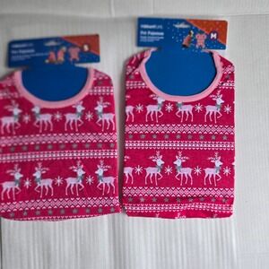 Vibrant Life Pet Pajamas Dog S/M Pink Reindeer Fair Isle New 2 Pack Holiday PJ